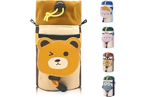 Vortika Bike Cup Holder, Cute Animals Bike Water Bottle Holder with Shoulder Straps, Universal Cycling Bicycle Water Bottle Drink Cup Cage for Kid's Bike, Cruiser, Scooter, MTB, Road Bike