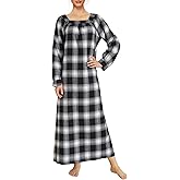 Latuza Women's Long Sleeves Cotton Flannel Nightgown