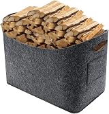 Hsthe Sea Firewood Bag Dark Grey Felt Log Carrier Tote Storage Organizer view 5