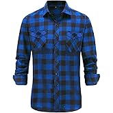 Dioufond Mens Flannel Shirt Long Sleeve Camisa de Cuadros para Hombre Mens Fashion Shirts