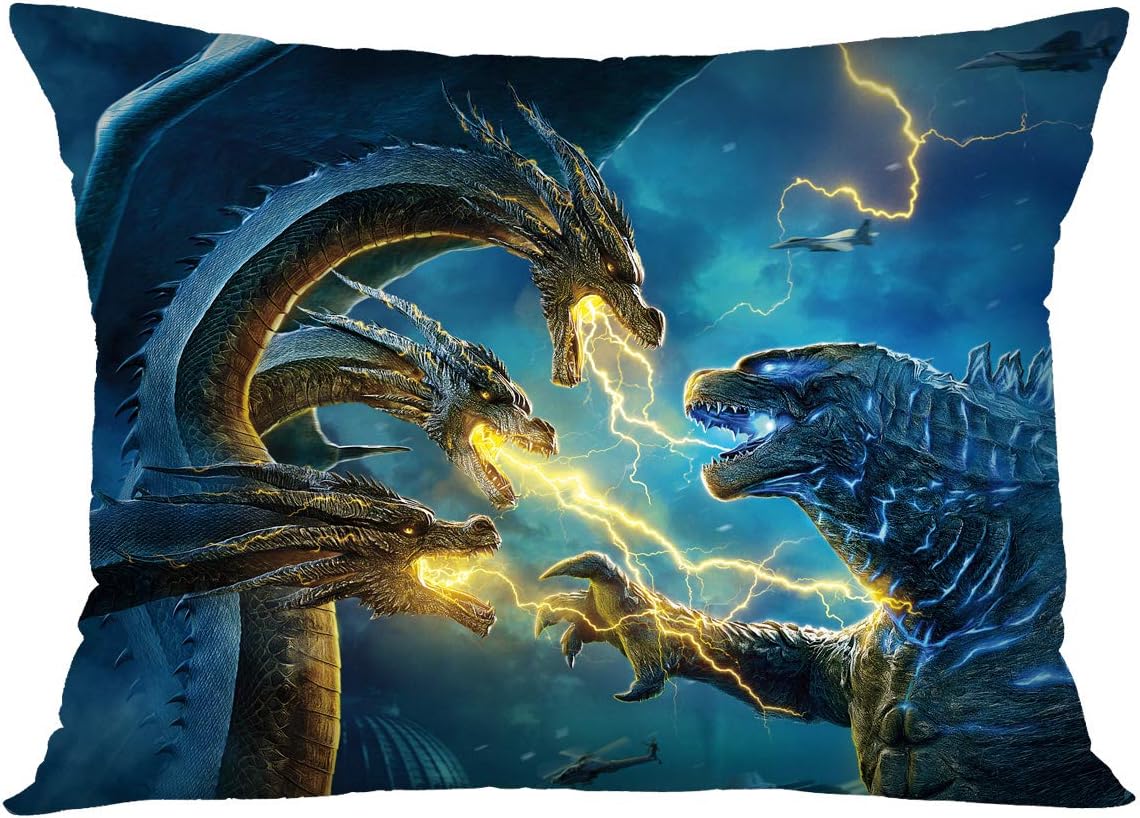 Macofcust Godzilla Pillowcase, Movie Monster Theme Throw Pillow Covers Decorative Pillows for Sofa Couch Bedroom Home Decor 20 x 30 Inch