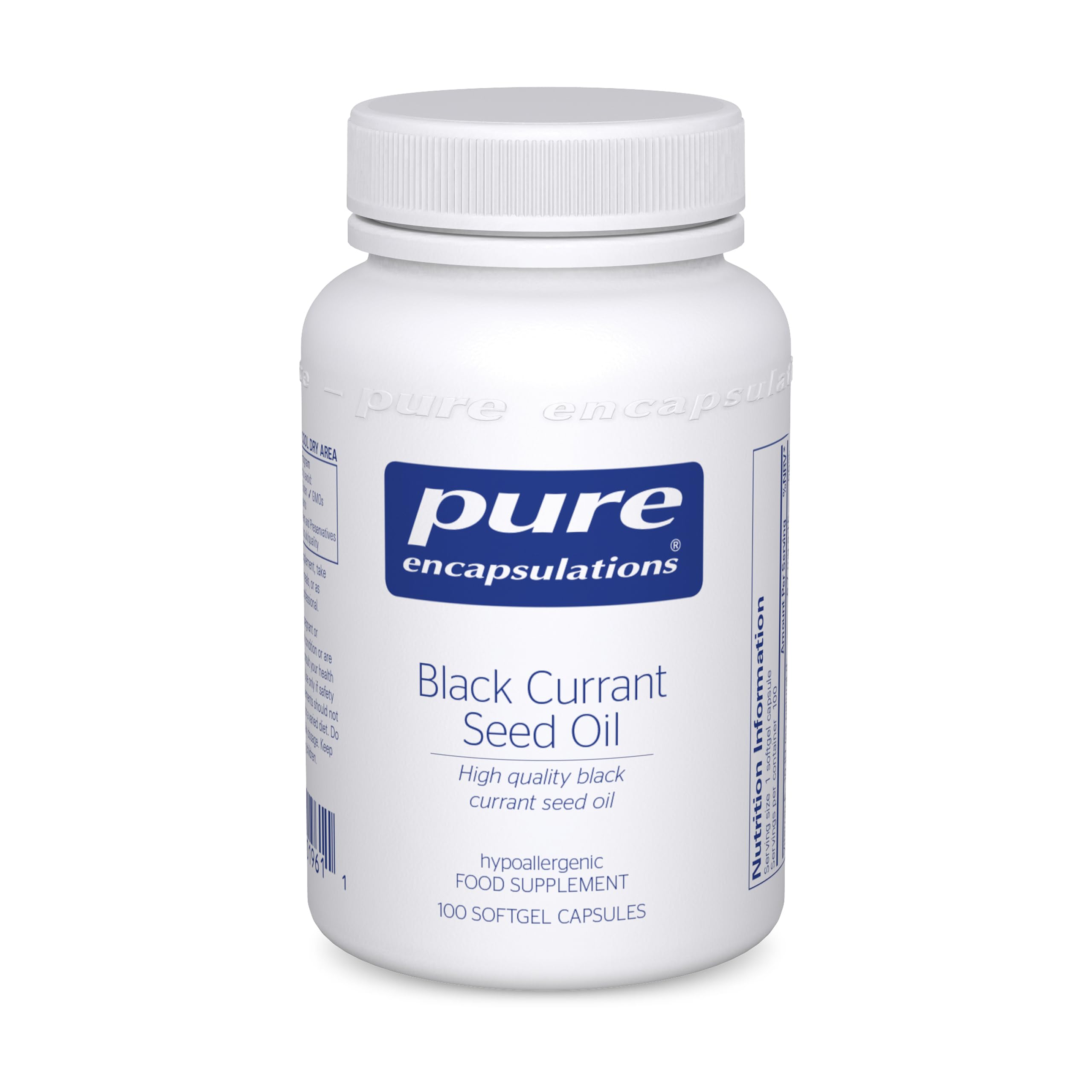 Pure Encapsulations Black Currant Seed Oil 500mg - Maintaining Heart Health & Immune Support - 100 Softgel Capsules