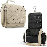 VENTURE 4TH Hanging Travel Toiletry Bag for Women & Men – Large Toiletry Organizer with 17 Compartments, Removable TSA Pouch, Travel Wash Bag for Toiletries, Makeup & Shaving Kit (Beige Diamonds)