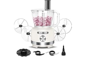 Homtone 16 Cups Food Processor Large, 9 Functions 7 Blades for Shredding, Slicing, Making French Fries, Chopping Meat, Kneadi