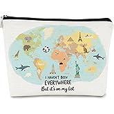 JFEHBFL Travel Gifts for Women Travel World Makeup Bag Travel Accessories I Haven't Been Everywhere But It's on My List Zipper Cosmetic Bag Gifts for Christmas Birthday