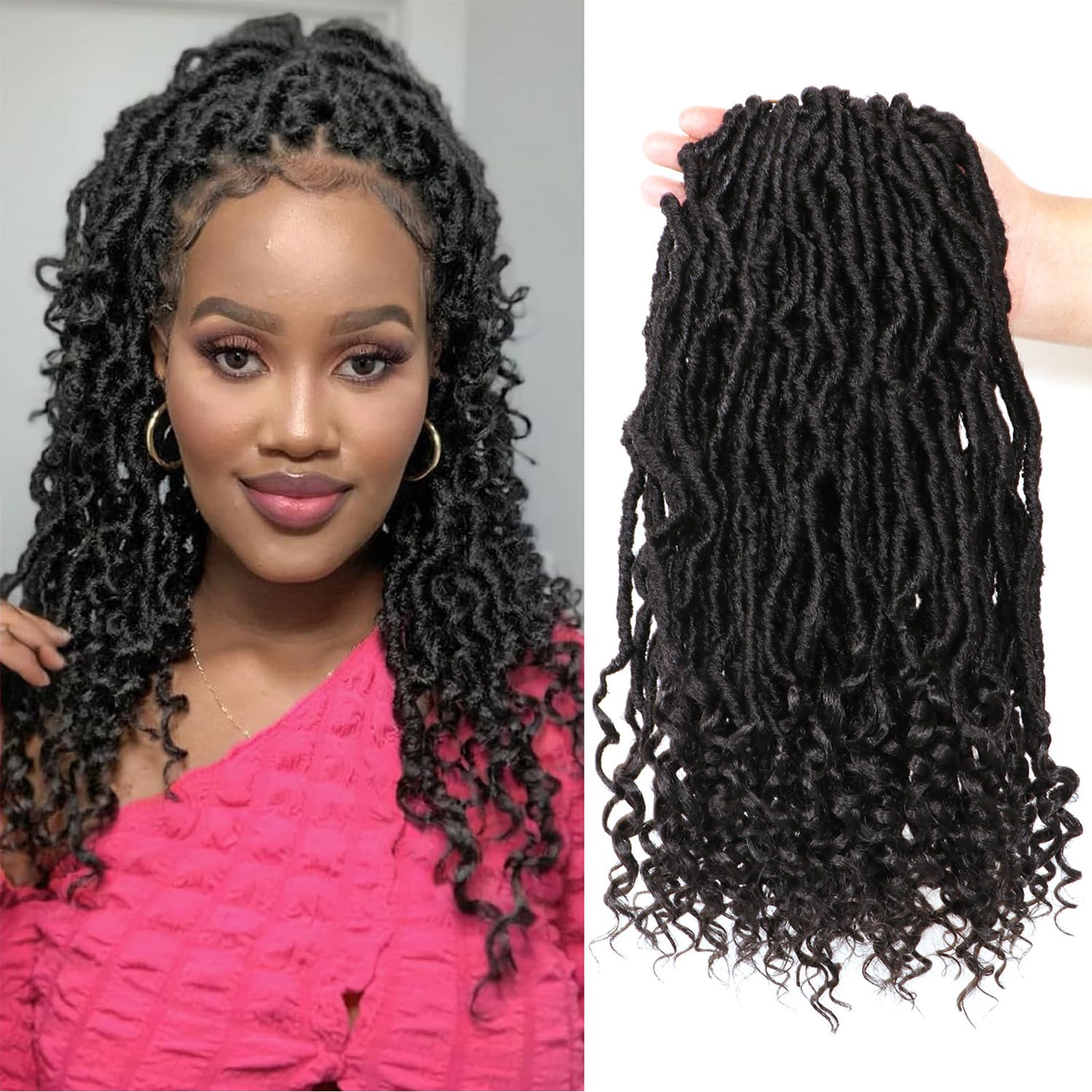 8 Packs Faux Locs Crochet Hair Extensions for Black Women Crochet Braids Hair Extensions for Braiding Hair Goddess Locs Crochet Hair (14 Inch (Pack of 8), #1B)