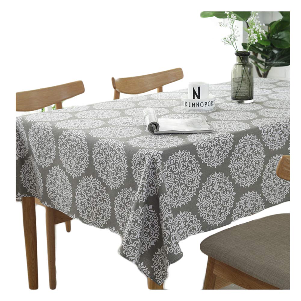 meioro Tablecloths Grey Retro Tablecloth Rectangular Table cloth Cotton Linen Table Cover Suitable for Indoor and Outdoor (Grey, 130×180cm) — image 1