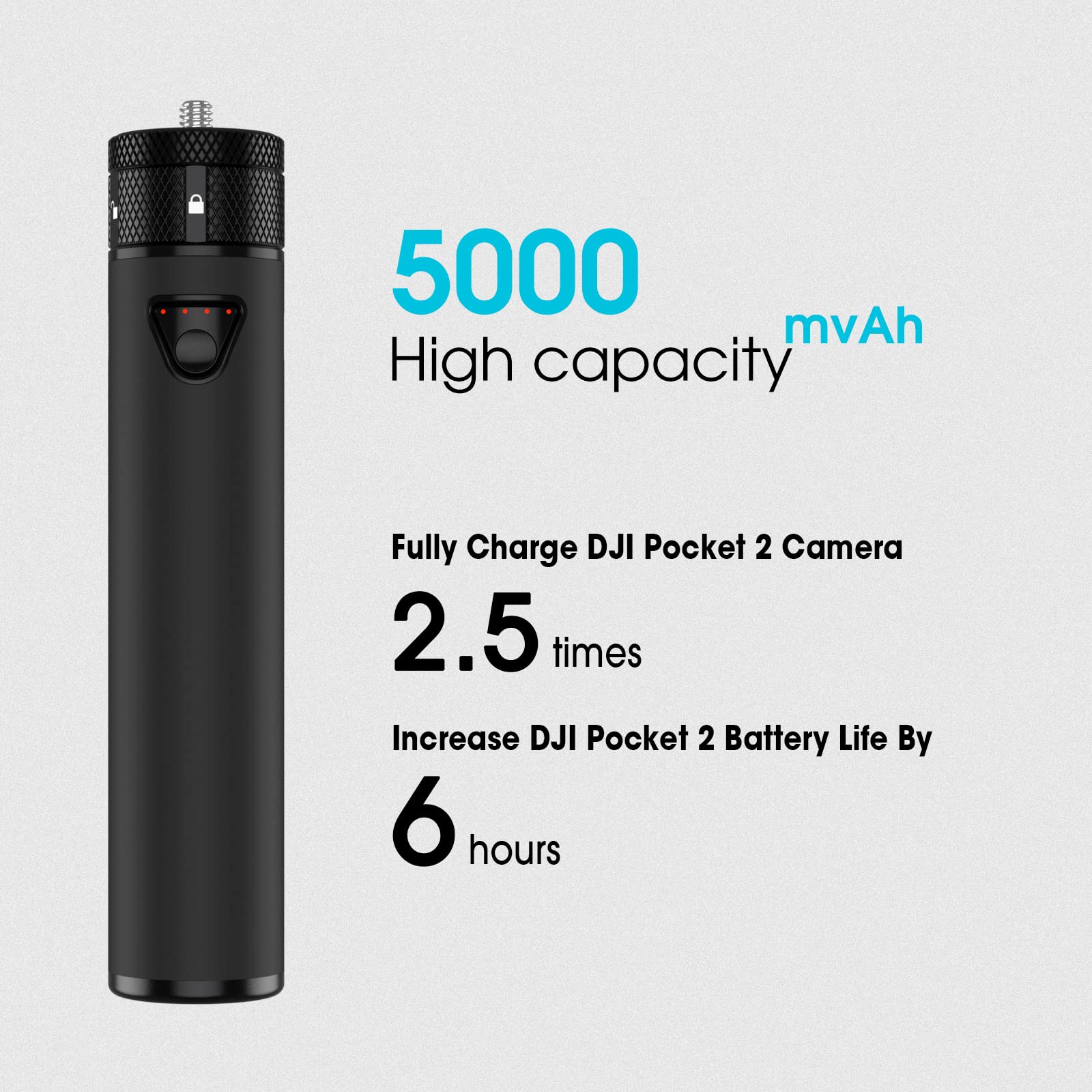 Smatree Charging Stick for DJI OSMO Pocket 2, 5000mah Power Charger Compatible with DJI Osmo Pock 2/1, Power Bank with Phone Holder Pocket Mount Set and Tripod Upgrade Version