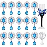 FINGERINSPIRE 16Pcs Aquamarine Color Teardrop Rhinestones for Brooch Making 1.8x0.9 Inch Teardrop Rhinestones Embellishment with Silver Alloy Base DIY Jewelry Supplies for Wedding Gothic Decor No Pin