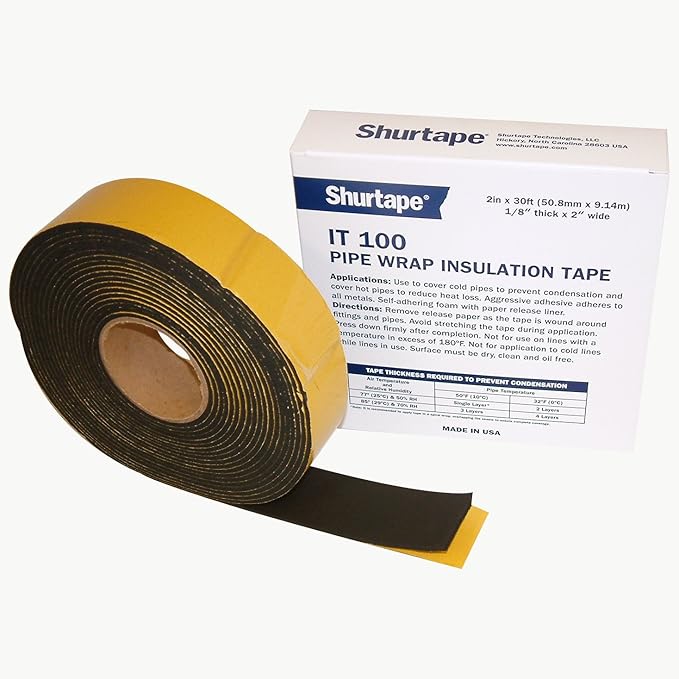 Shurtape IT100 Foam Pipe Wrap Insulation Tape 2 in. x 30 ft. (Black