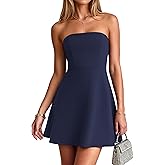 PRETTYGARDEN Women's Strapless Mini Summer Dress 2026 Spring A Line Tube Top Wedding Guest Cocktail Party Short Dresses
