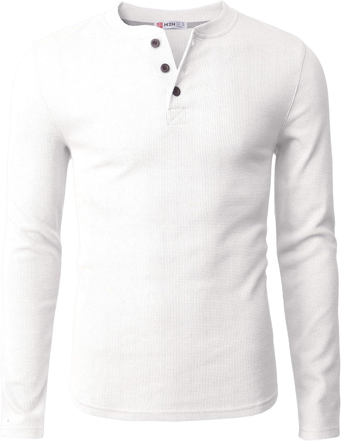 H2H Mens Casual Slim Fit Henley Long Sleeve T Shirts of Waffle Cotton: Clothing