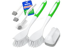 Holikme 7 Pack Kitchen Cleaning Brush Set, Dish Brush for Cleaning, Kitchen Scrub Brush&Bendable Clean Brush&Groove Gap Brush
