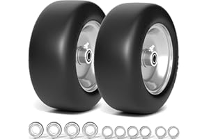 TEPU 11x4.00-5 Lawn Mower Tires Flat Free, Fits Zero Turn Mowers Solid Smooth Lawn Mower Front Tires, With 3/4" or 5/8" and 1/2" Precision Bearings and 3.4"-5" Center Hub, 2Pack, Silver Gray