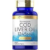 Carlyle Norwegian Cod Liver Oil | with EPA &amp; DHA | 1245mg | 150 Softgels | Liquid Capsules | Non-GMO &amp; Gluten Free Supplement