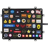 Yzpacc Foldable Tactical Morale Patch Display Board, Hook&amp;Loop Surface D-Rings&amp; Patches Panel Board Holder Showcases for Military Army Patches Collector Enthusiasts, Black(23.6 "x17.7/60x45cm)-Ring