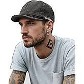 Clakllie Short Brim Baseball Cap for Men Retro Flat Bill Hats Unstructured Moisture Wicking Cotton Hat Trendy Dad Cap