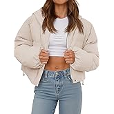 Tankaneo Women's Cropped Puffer Jacket Casual Winter Hoodie Baggy Short Down Coats with Pockets