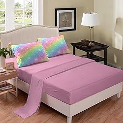 NINENINE Girls Bedding Twin Size 5PCS Rainbow