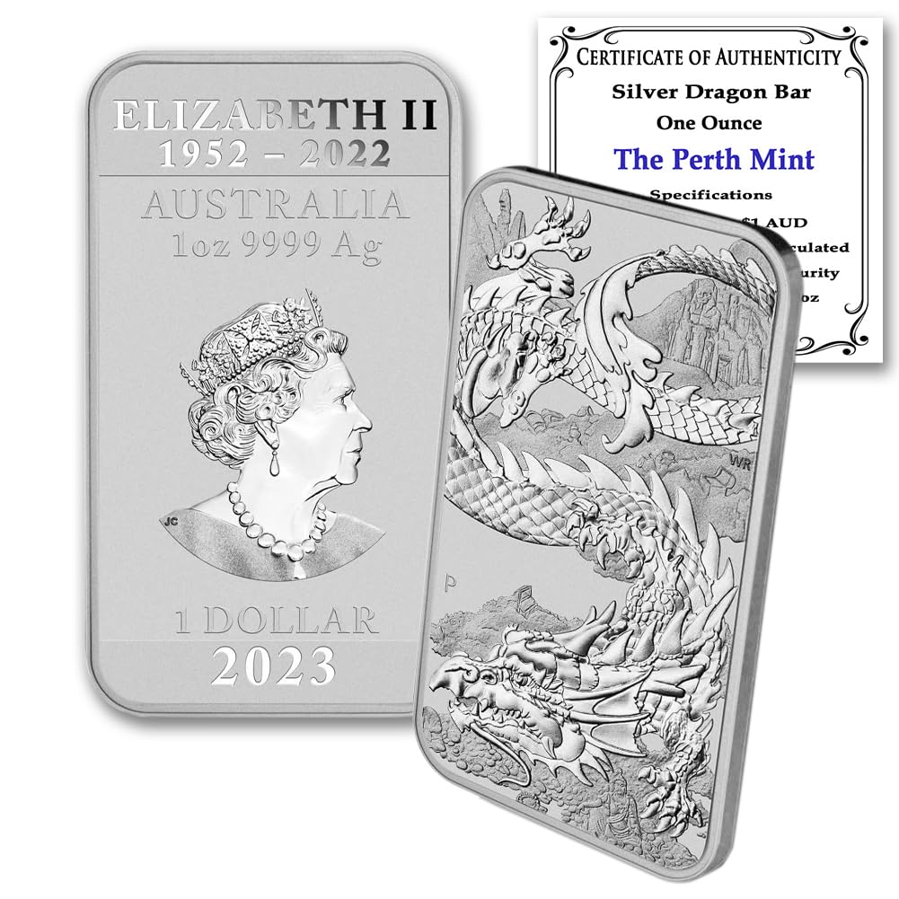 2023 P Lot of (20) 1 oz Australian Silver Dragon Rectangular Bar Coins Brilliant Uncirculated with Certificates of Authenticity $1 Seller BU