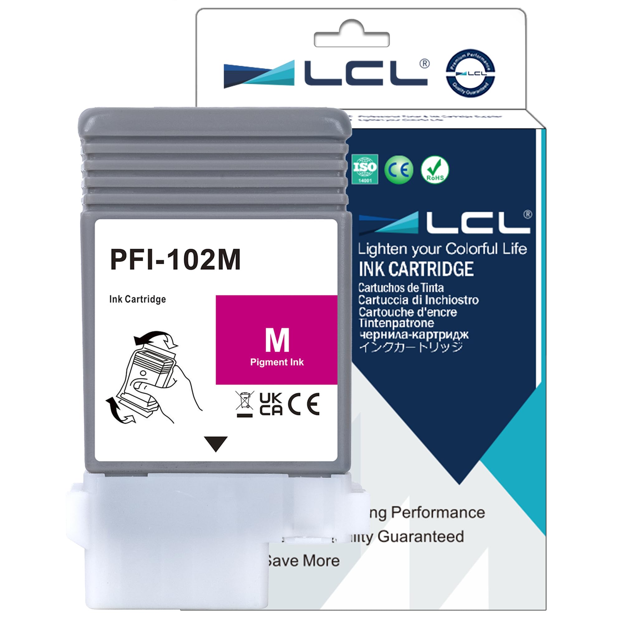 LCL PFI102 Magenta Ink Cartridge Replacement for Canon PFI-102 PFI-102M for Canon imagePROGRAF iPF500 iPF510 iPF600 iPF605 iPF610 iPF650 iPF655 iPF700 iPF710 iPF720 iPF750 iPF755 iPF760 iPF765 (1Pack)