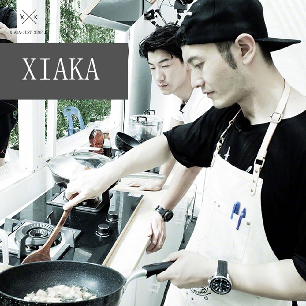 XIAKA White Denim/Canvas Bib Apron Waist Leather Strap Barista Baker Bartender BBQ Chef Uniforms (M, Canvas)