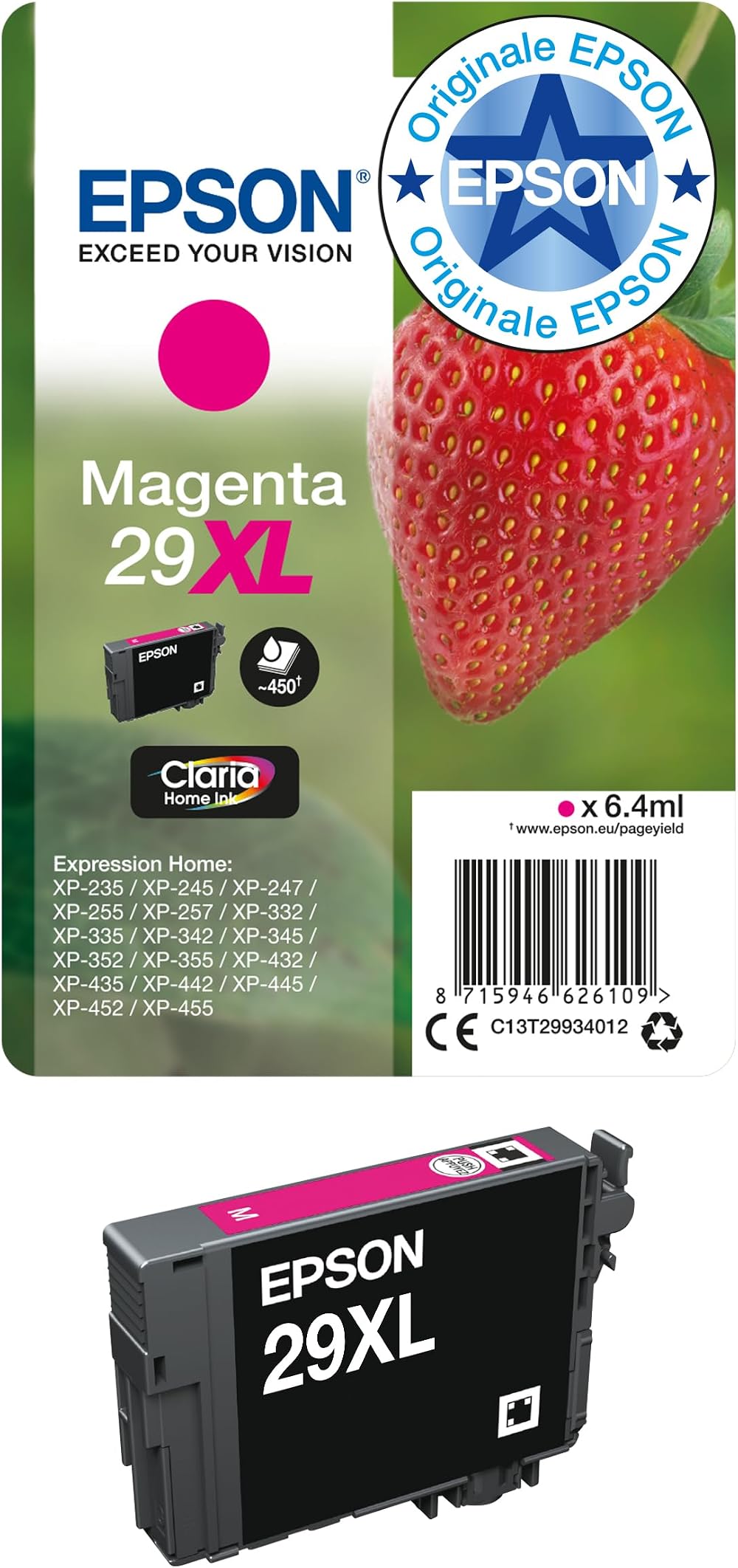 Epson 29XL Magenta Strawberry High Yield Genuine Claria Ink