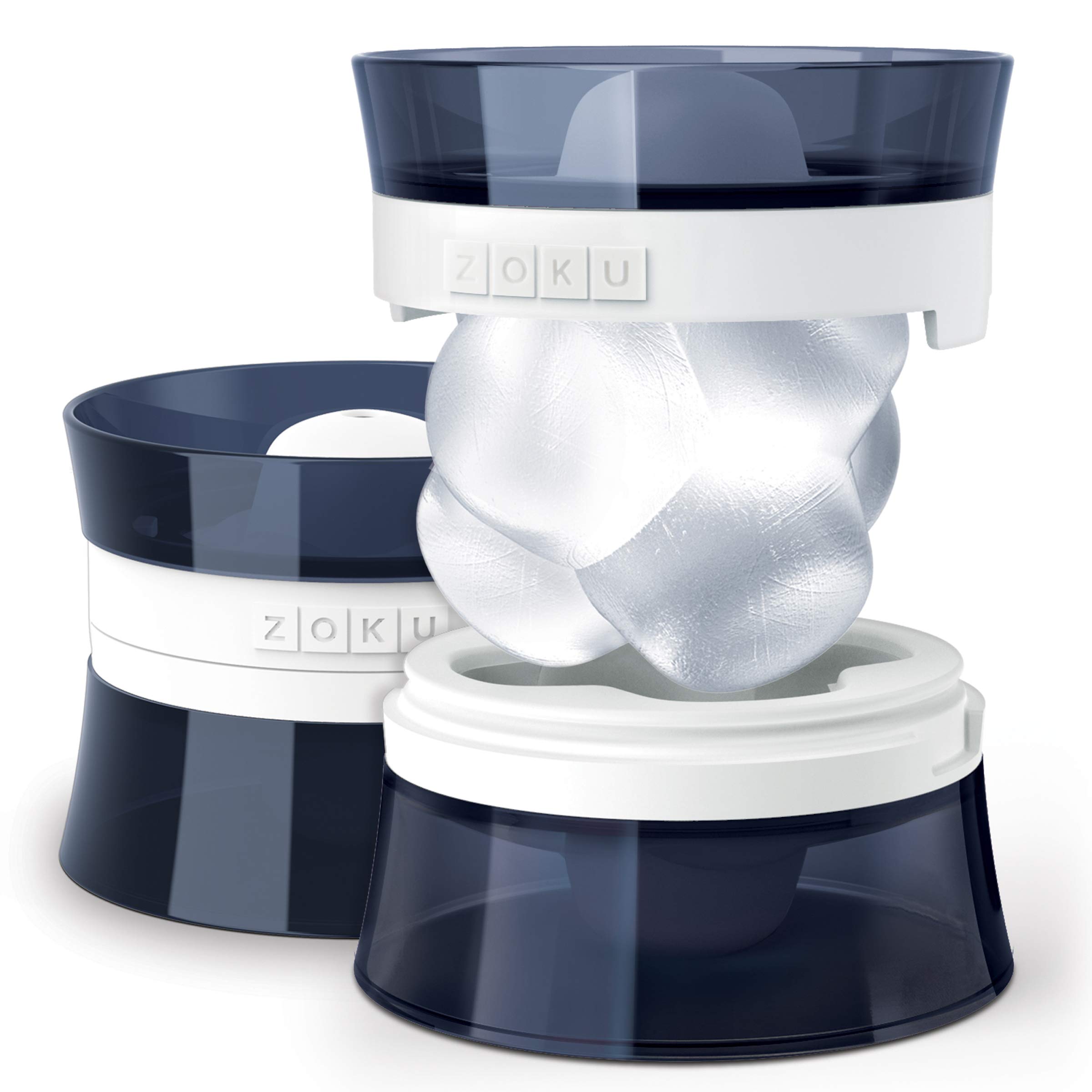 ZOKU Silicone Jack Ice Molds, Set of 2 Stackable Jack-Shaped Ice Molds, Keep Drinks Colder Longer with Less Dilution, Easy-Release, BPA and Phthalate-Free, Slate Blue