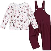 ZOEREA Toddler Girl Clothes 1-5T Baby Girl Outfits Fall Winter Stripe Floral Long Sleeve Top+Bib Overall Pants 2Pcs Clothing
