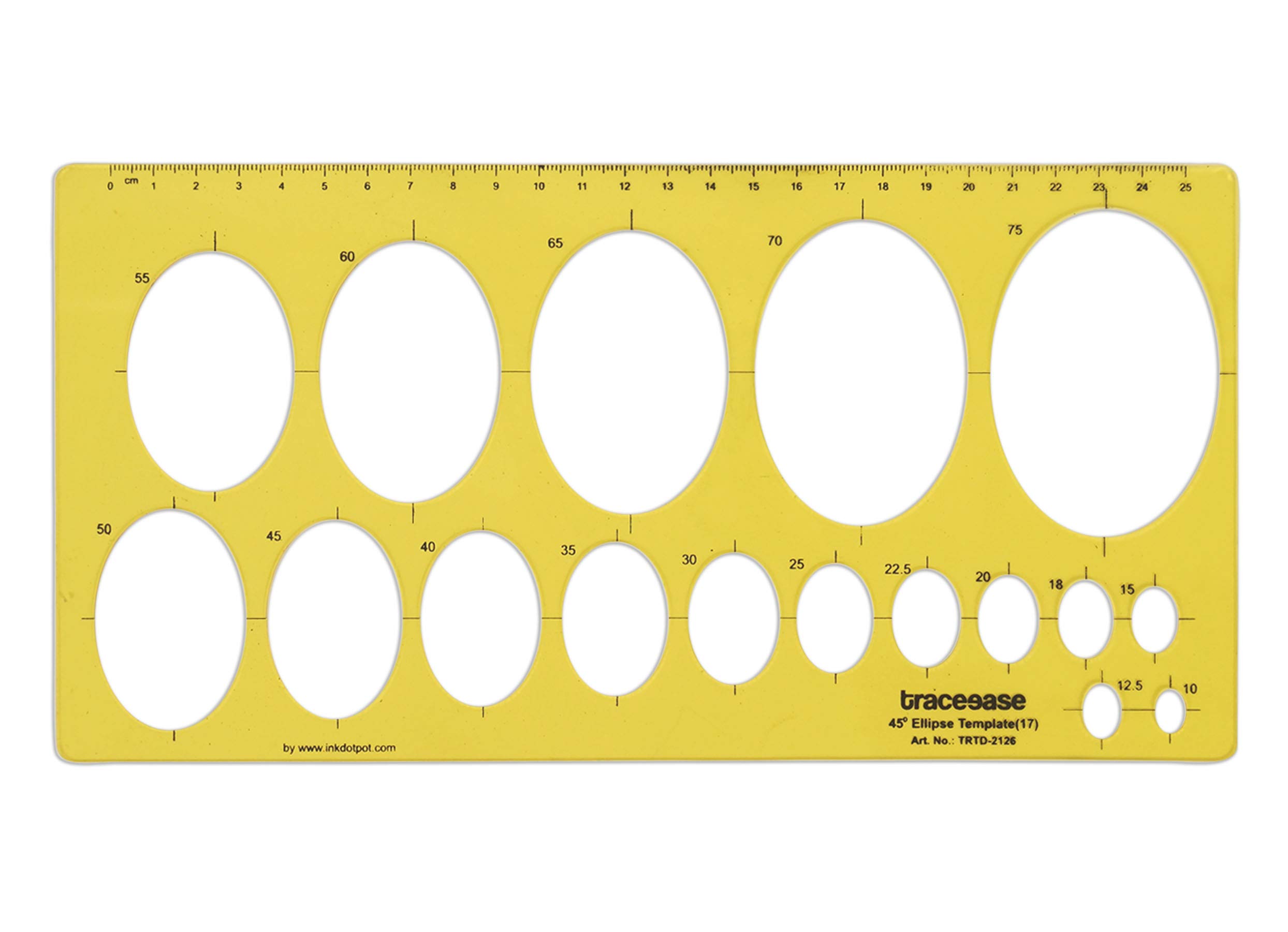 Traceease Geometric Drafting 45° Ellipse Template Drawing Stencil, Designing Template Measuring Ruler