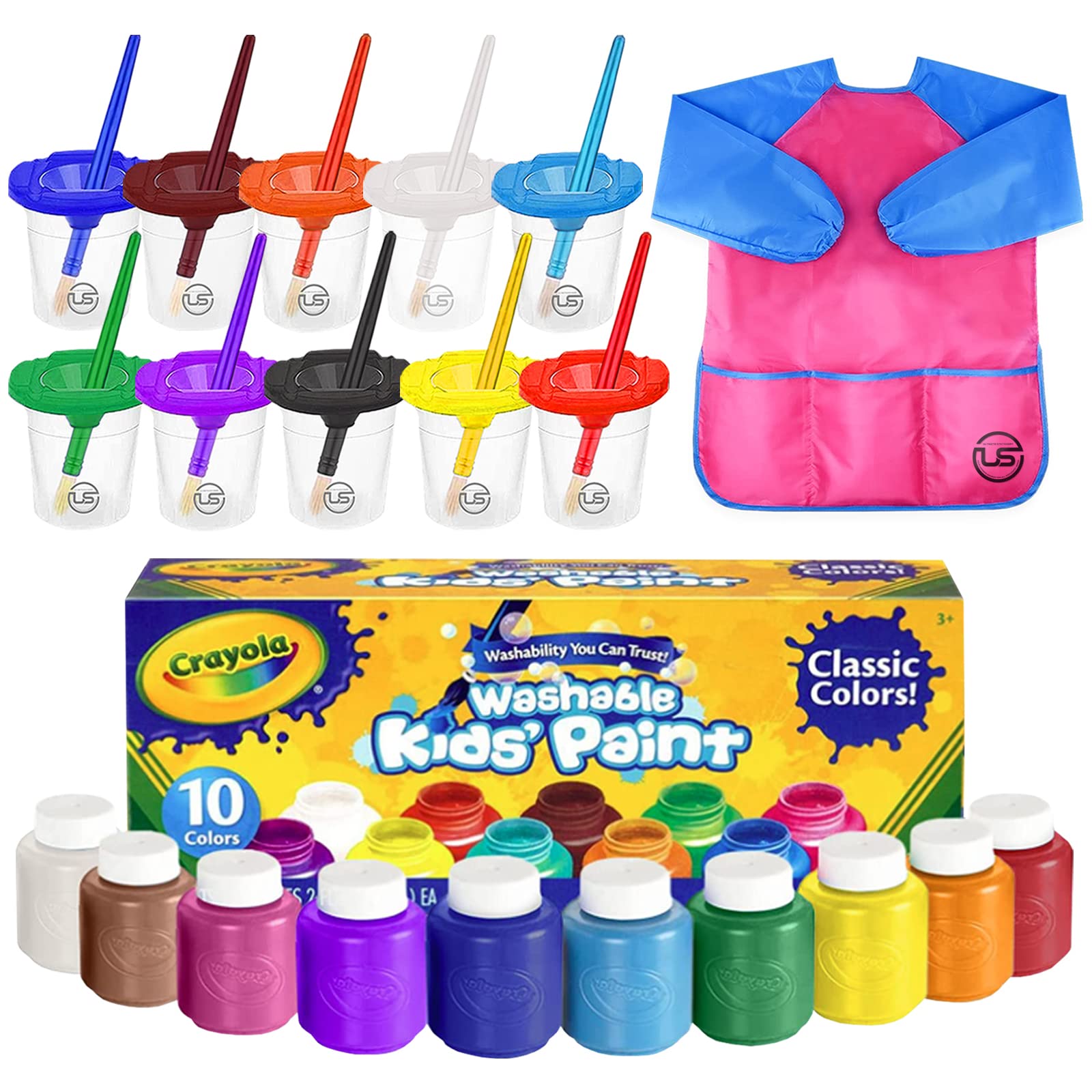 Washable Kids Paint 10 Colors, 10 No Spill Paint