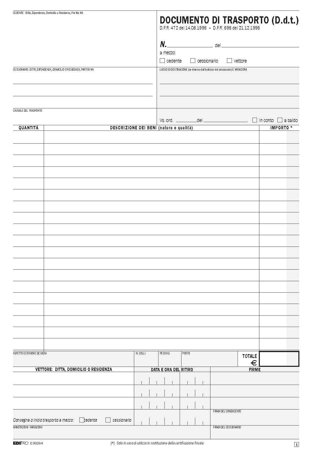EDIPRO - E9029/4 - Transport document 4 copies Snap f.to 29,7x21 p