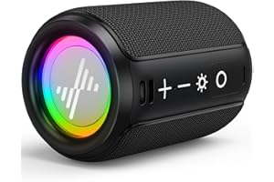 LENRUE Portable Bluetooth Speakers, Wireless Speakers with TWS, IPX5 Waterproof, Colorful Lights, Support Type C and TF Card, Portable for Shower, Travel, Party