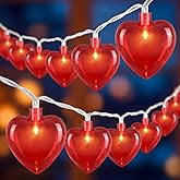 8.5Ft Heart String Lights, Valentines Day Decorations Lights with 10 Red Heart Lights, Plug in Fairy Heart Shape String Lights for Window Wedding Anniversary Bedroom Party Valentine's Day Decorations