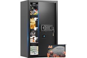 THMOSZ 6.5 Cuft Large Fireproof Safe, Home Safes with Fireproof and Waterproof Bag, Digital Security Document Safe with 3 Removable Shelves, Programmable Keypad and Led Light, for Money Jewelry Valuables