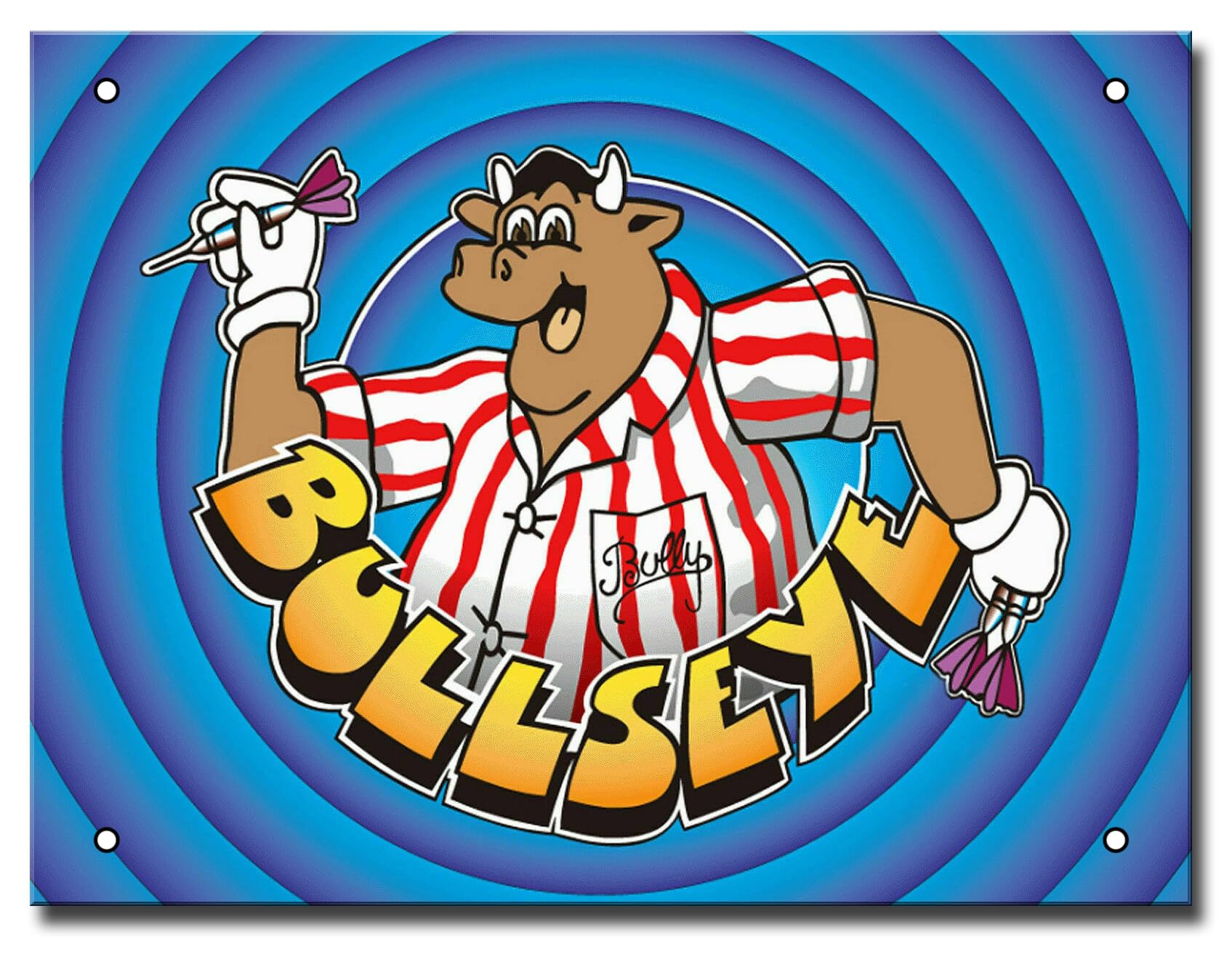 Bullseye Bully Metal Darts Sign Man Cave Accessories or Bar Accessories for Home Pub. Novelty Gift Plaque for Him - 20cm x 15cm