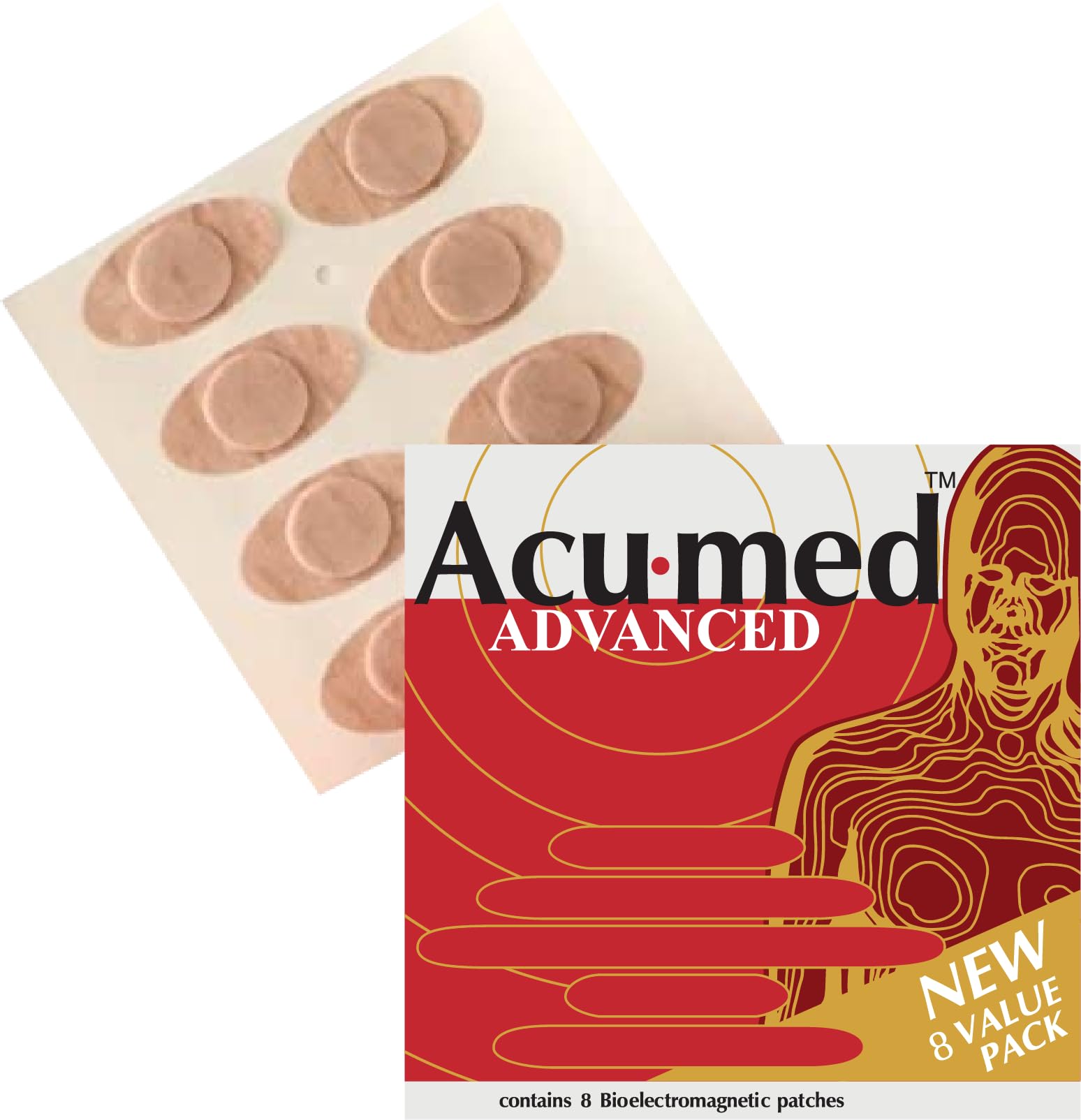 Acumed Magnetic Pain Relief Patches - Effective for Neck, Shoulder, Headache, Backache, Menstrual, Knee, Joint, Muscle & Arthritic Pain (1 Pack of 8)