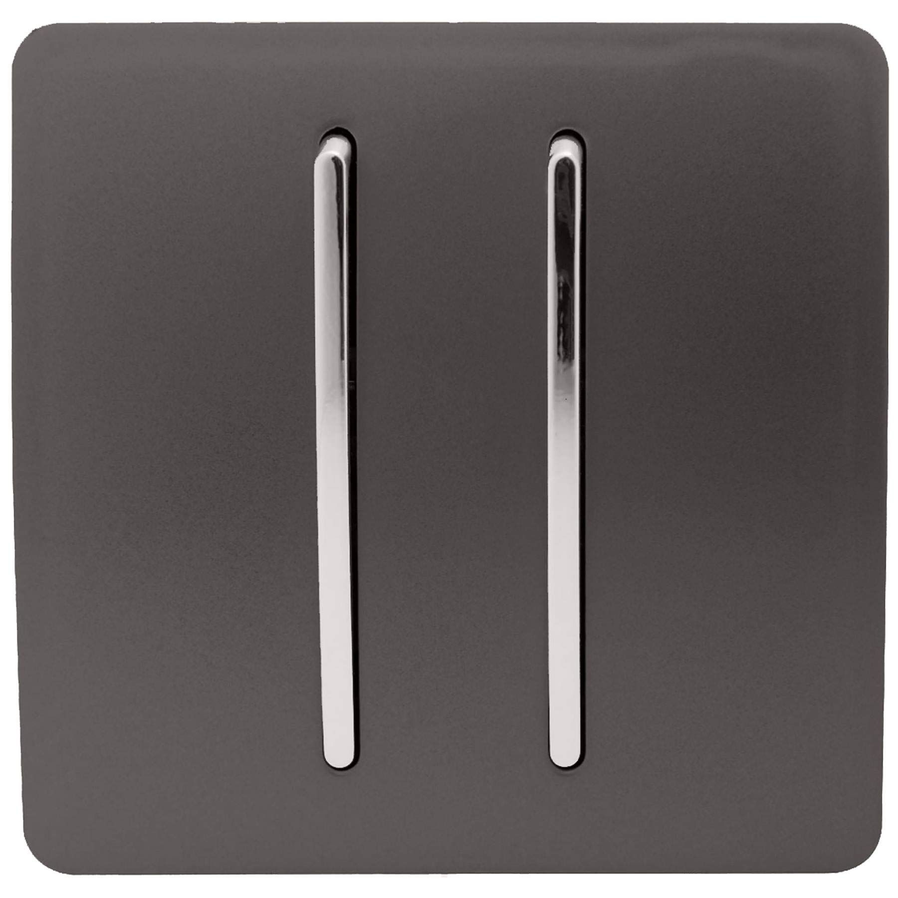 Trendi 2 Gang 3 Way Intermediate Artistic Modern Glossy 10 Amp Rocker Light Switch Dark Brown — image 1