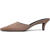 CELNEPHO Kitten Heels for Women Closed Square Toe Slip On Comfortable Dress Pumps Backless Casual Office Shoes Fashion Suede Mules