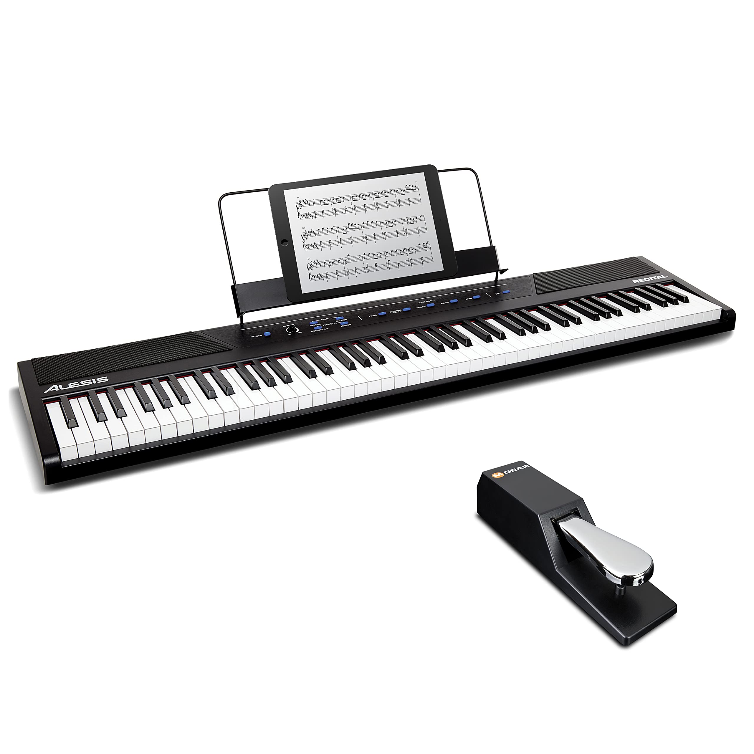 Alesis Recital - 88-Key Beginner Digital Piano / Keyboard and SP-2 Universal Sustain Pedal Super Bundle