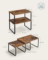 SONGMICS Spice Rack Set of 2 Expandable Cupboard Shelf Organiser Black Rustic view 5