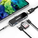 iPad Pro USB C Hub Adapter, 6-in-1 OBERSTER USB-C Hub with 4K HDMI/PD 100W/USB 3.0 & 3.5mm Headphone Jack/SD/TF Slots Compati