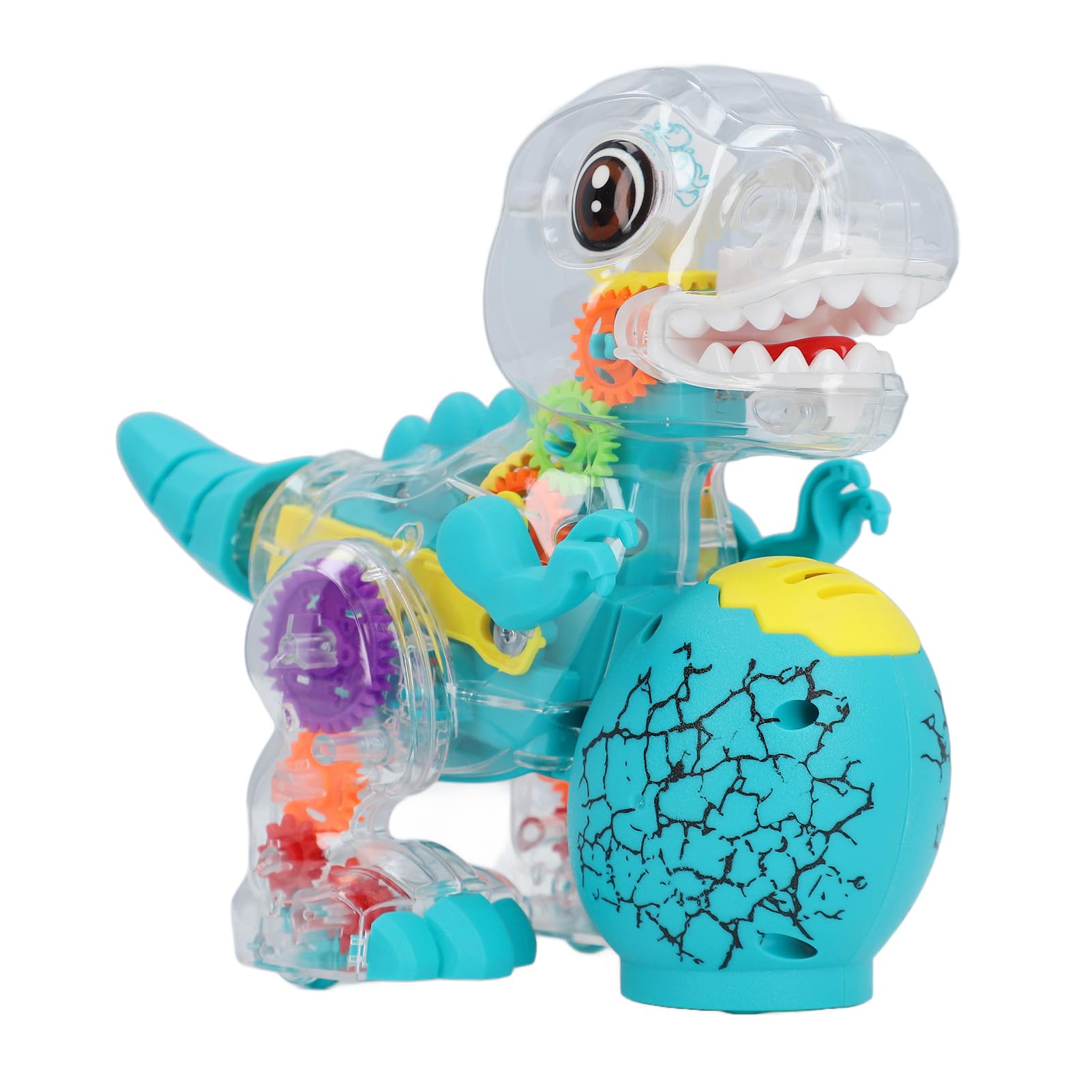 ZASCHMOY Electric Dinosaur Toy with Music and Lights - Musical Walking Dinosaur Toy with Transparent Gears for Kids - Interactive Light Up for Play