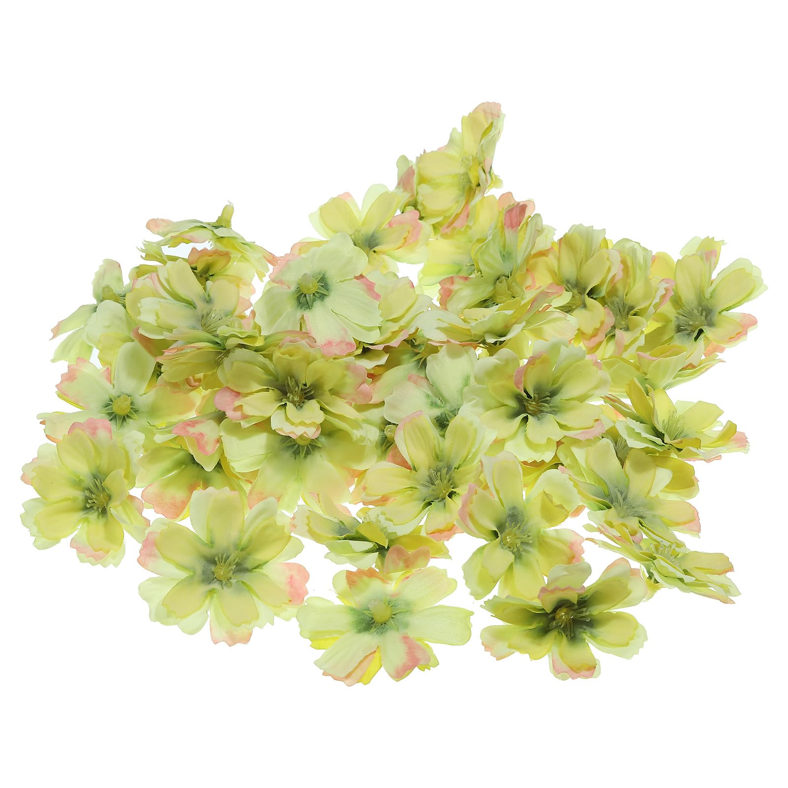 PATIKIL 1.77" Artificial Plum Blossom Flower Heads, 50 Pack Silk Plum Blossom Fake Flowers Heads for Wedding Floral Bouquet Decoration DIY Craft Making, Green