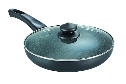 Prestige Omega Deluxe Granite Fry Pan with Lid, 260mm,Black