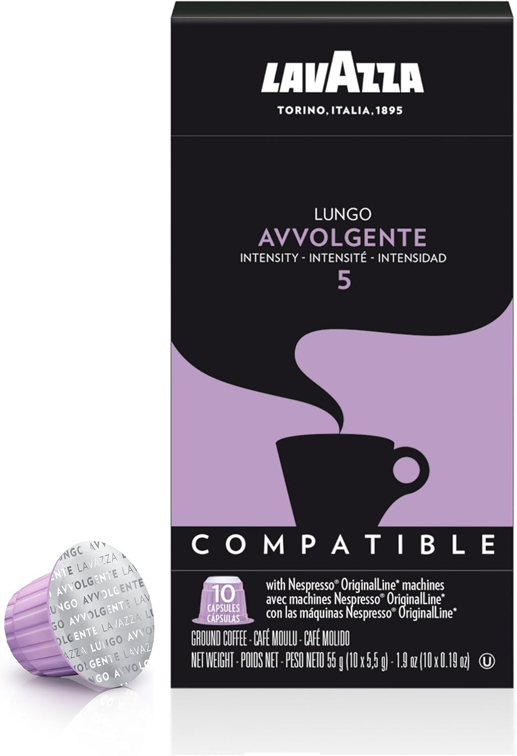 Lavazza Avvolgente Lungo Nespresso Compatible Capsules, 10 Count