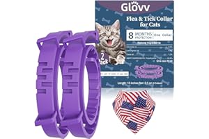 Glovv Flea & Tick Collar for Cats 2 Pack, 16 Months Natural Collars, Effective Cat Flea and Tick Treatment, Waterproof Adjustable Large & Small Cat Flea Tick Control for Kittens
