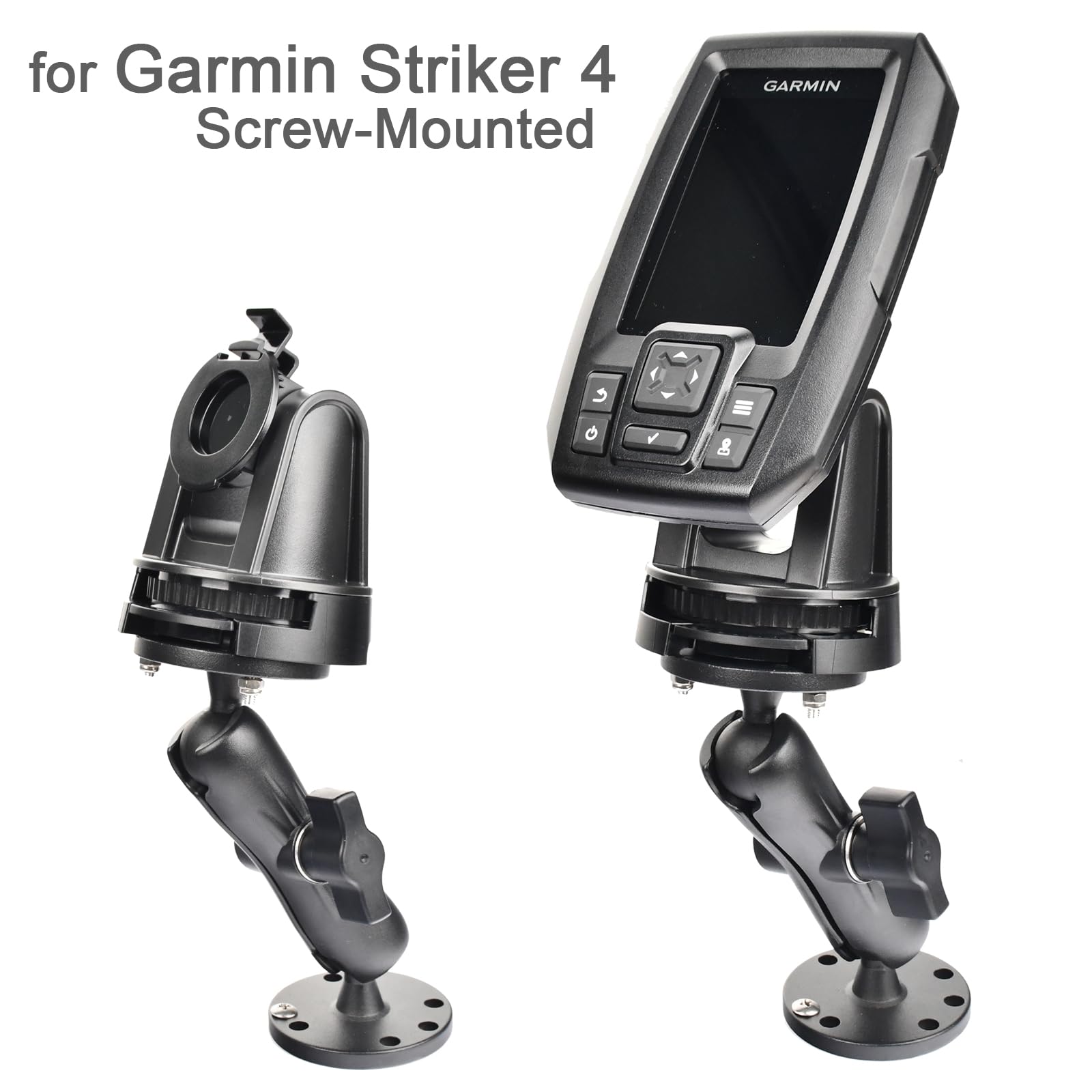 VAUBORTTI Aluminum Ball Mount for Garmin Striker 4,Double AMPS Round Plates,1
