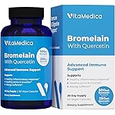 VitaMedica Bromelain & Quercetin Supplement - 500mg Bromelain 250mg Quercetin - 2400 GDU for Immunity, Joint Support, Inflammation and Muscle Recovery - 60 Vegan Capsules - 30 Servings