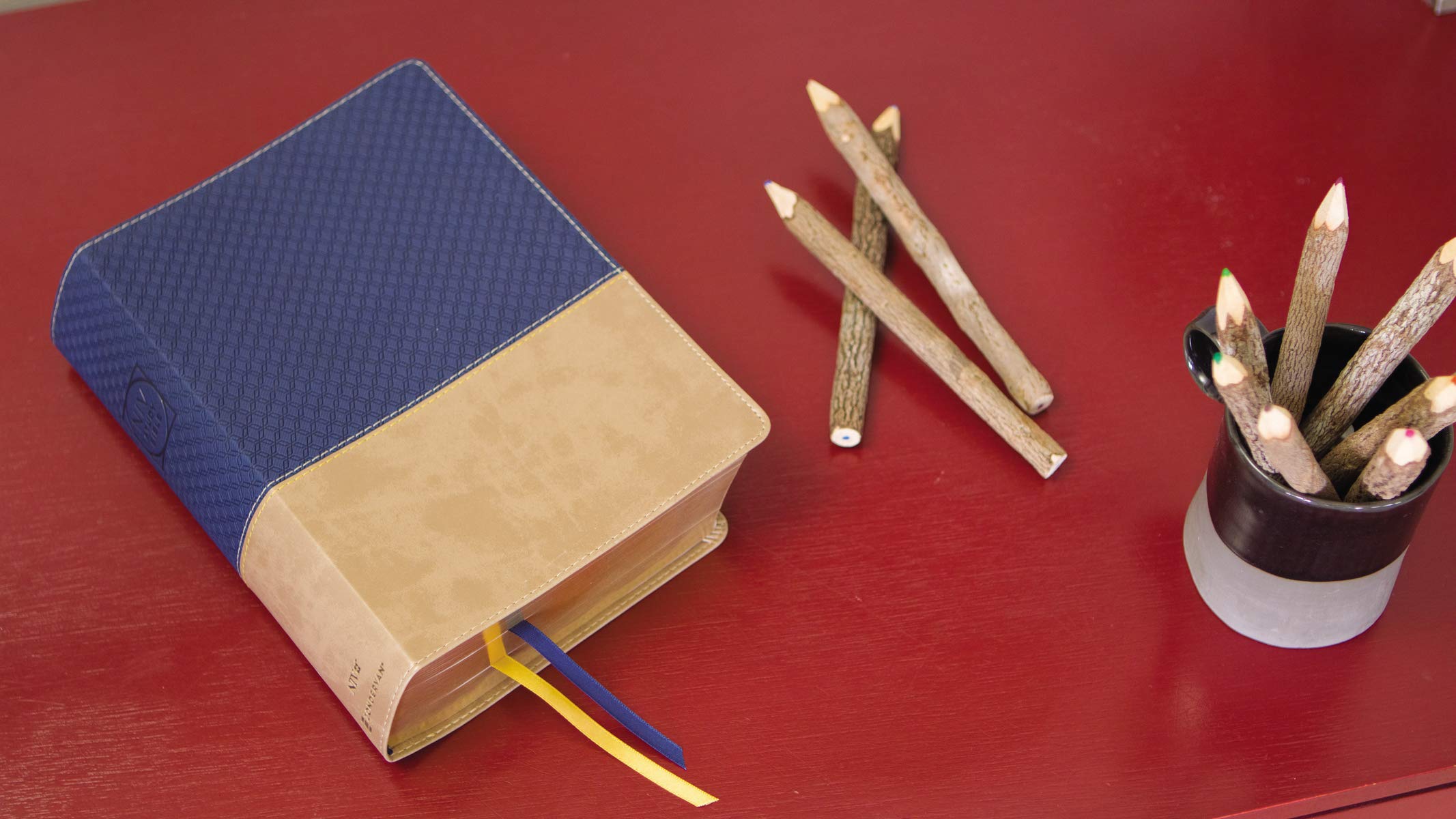 NIV Study Bible, Fully Revised Edition (Study Deeply. Believe Wholeheartedly.), Leathersoft, Navy/Tan, Red Letter, Comfort Print NIV Study Bible, Fully Revised Edition (Study Deeply. Believe Wholeheartedly.), Leathersoft, Navy/Tan, Red Letter, Comfort Print Imitation Leather
